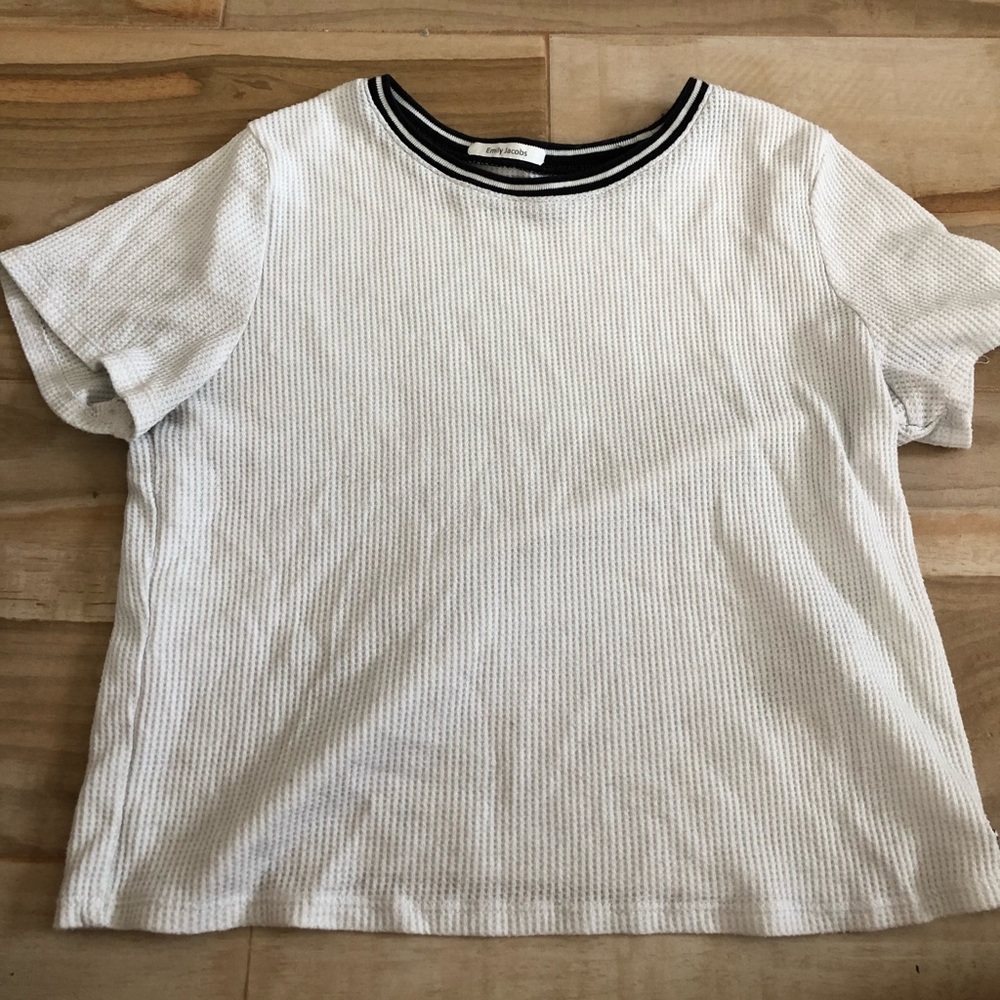 white and black hollister waffle top